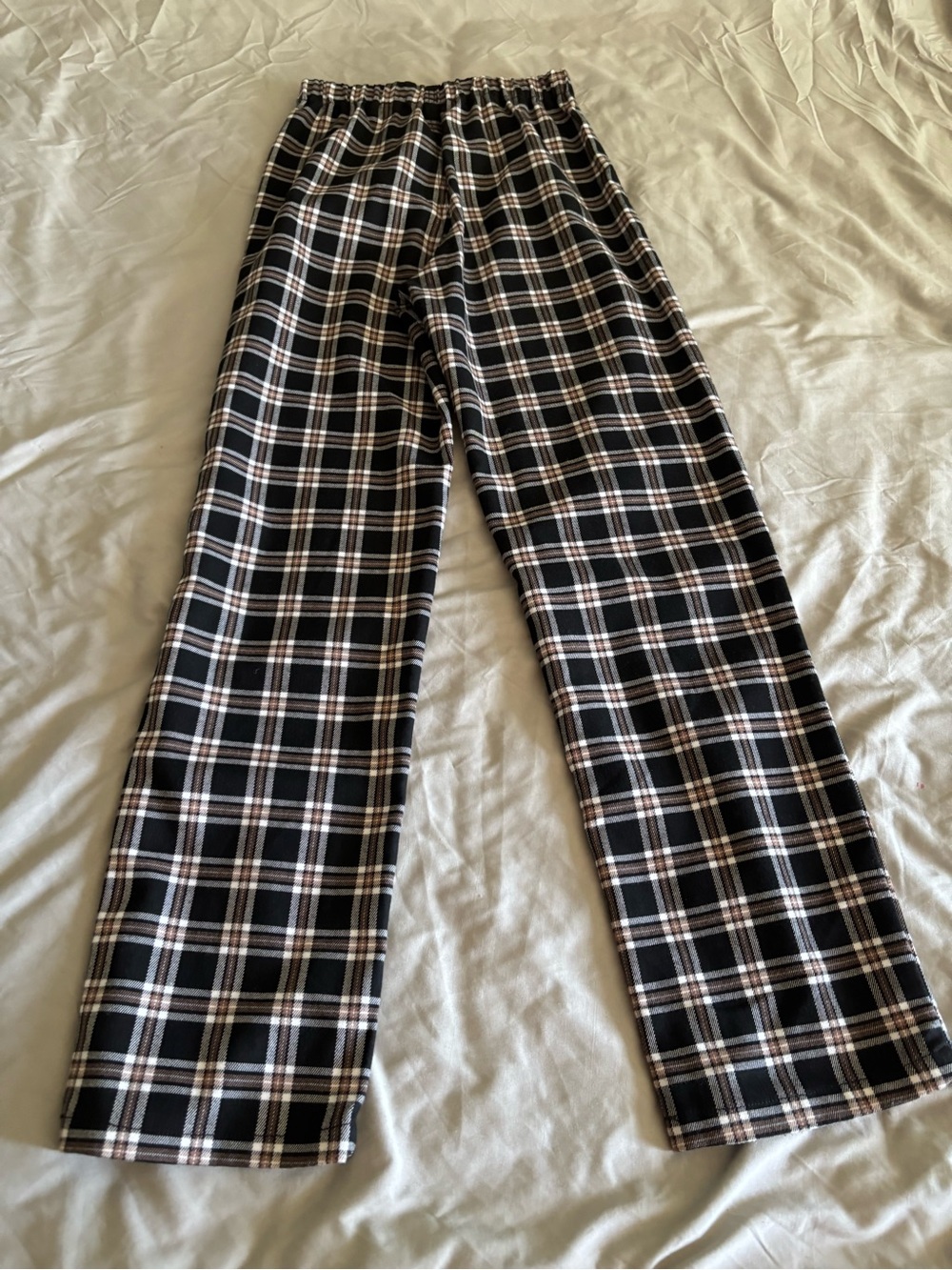 Brandy Melville Black Plaid Straight-Leg Pants